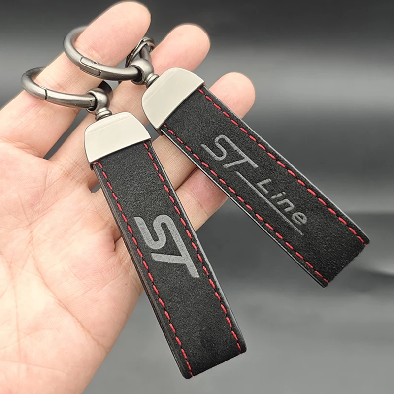 Llavero de Cuero Suede para Hombre y Mujer, Llavero de Coche ST Line para Focus, Puma, Fiesta, Kuga, Edge, Mondeo, Ecosport