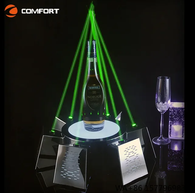 Custom LED Bottle Presenter Glorifier with Led Sign - Rechargeable Portable VIP Wine Champagne Display Stand