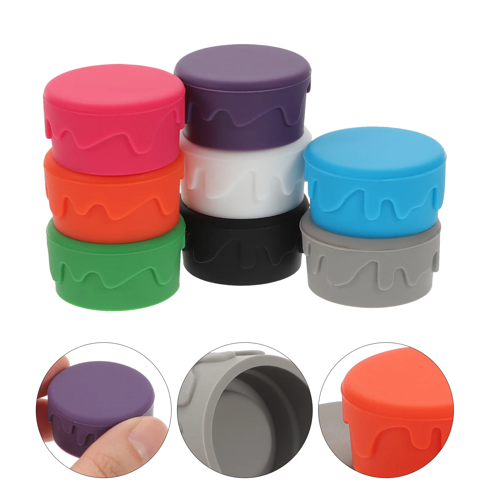 8 قطعة مثبت زجاجي النبيذ سيليكون الفلين ختم المكونات قابلة لإعادة الاستخدام محكم الختم ل النبيذ التوقف لوازم الحفلات سدادة زجاجة مشروبات