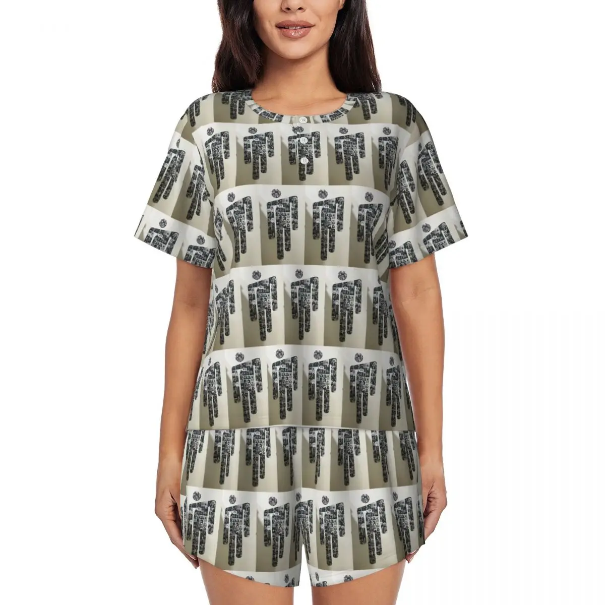 

Hit Me Hard And Soft Music Album Round Neck Short Sleeve Nightgowns for Sleeping Sleepshirts Women Soft Pajama Set Short Pants