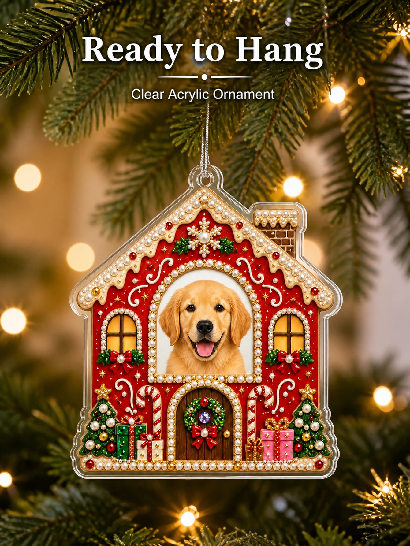 Custom Pet Dog Christmas House Ornamentr,  Diamond Painting Theme  Decor, Christmas Gift, Dog Puppy Pet Keepsake,
