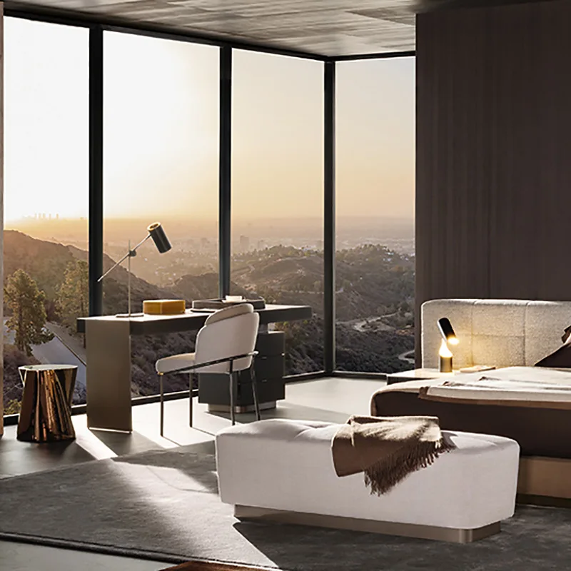 

Italian postmodern minimalist stainless steel minimalist smoked wood villa book solid wood designer desk computer desk