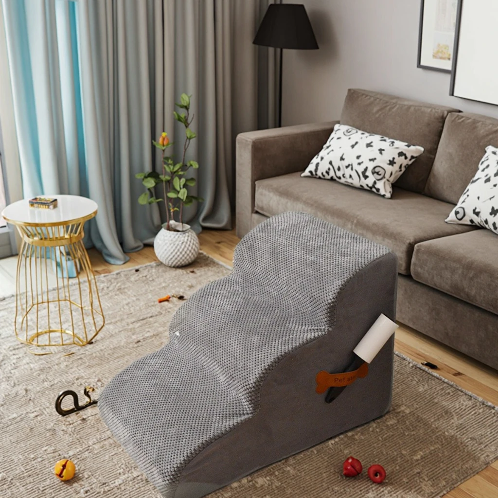 

Съемная моющаяся лестница-ступеньки для собак на диван/кровать, с однотонным узором и кнопками, для гостиной, мебель для домашних животных