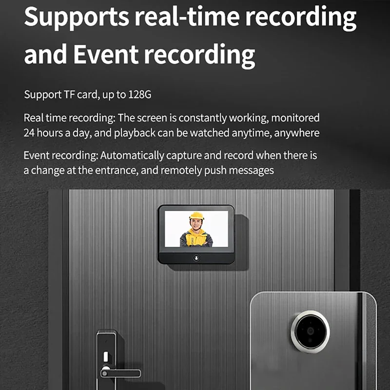 Tuya WiFi Wireless Doorbell HD Surveillance Camera PIR Motion Detection Night Vision 4.3 Inch Rechargeable Video Door Bell