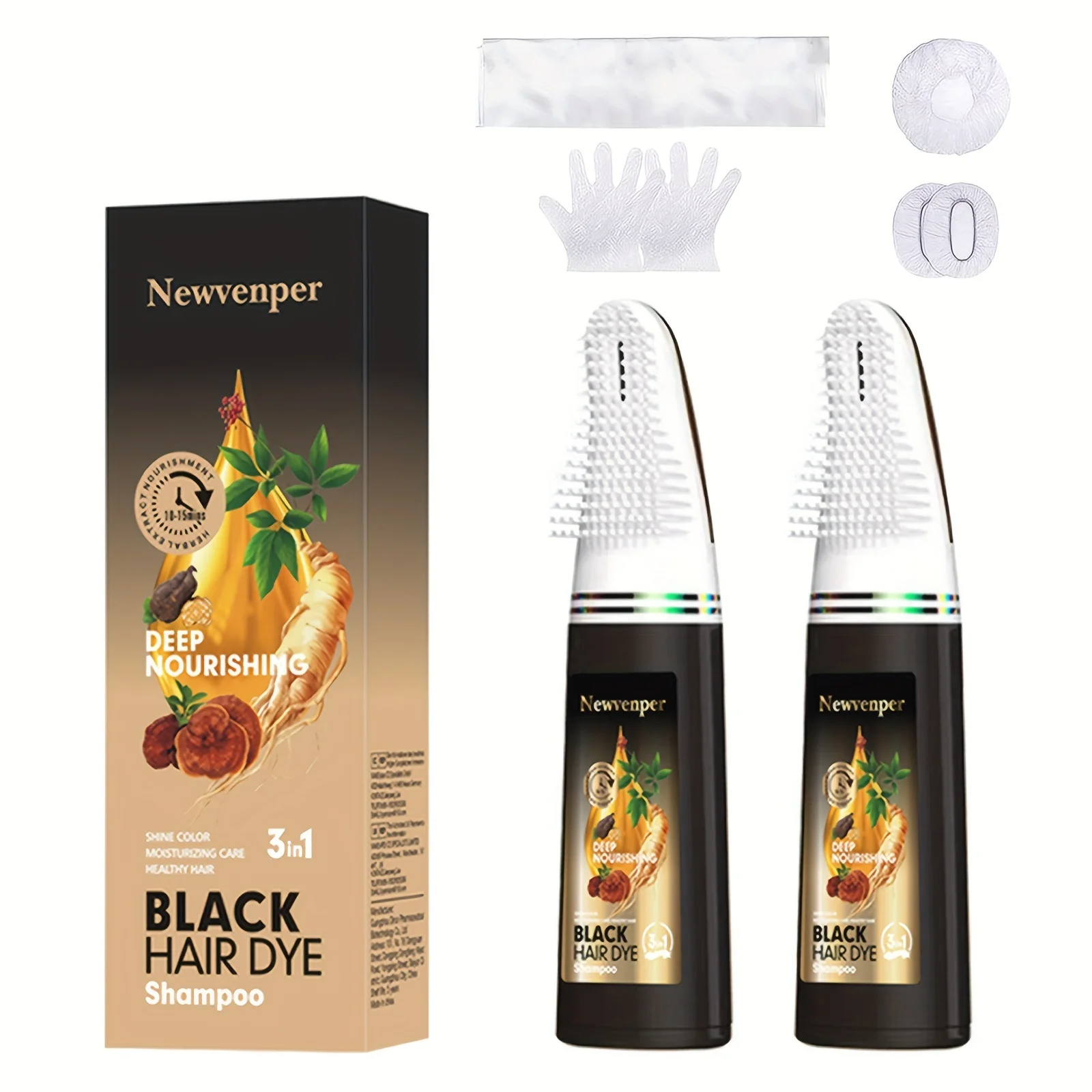 

2 Pcs Shampoo with Hair Brush for Instant Hair Coloring – Dyes Hair in Minutes, Delivers Natural & Long-Lasting Color