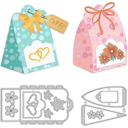 2pc 3D Gift Box Dies Cuts Gift Bag Metal Cutting Dies Card Making Cutting Dies Stencils Template for DIY Embossing