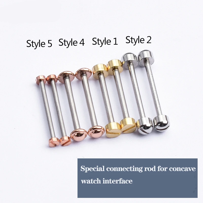 Watch Screw Tube Rod Spring Bar Gold Connecting Screw-In Watch Lug Stem Link Kit for Leather Watchband Strap 16mm 18mm 20mm 22mm