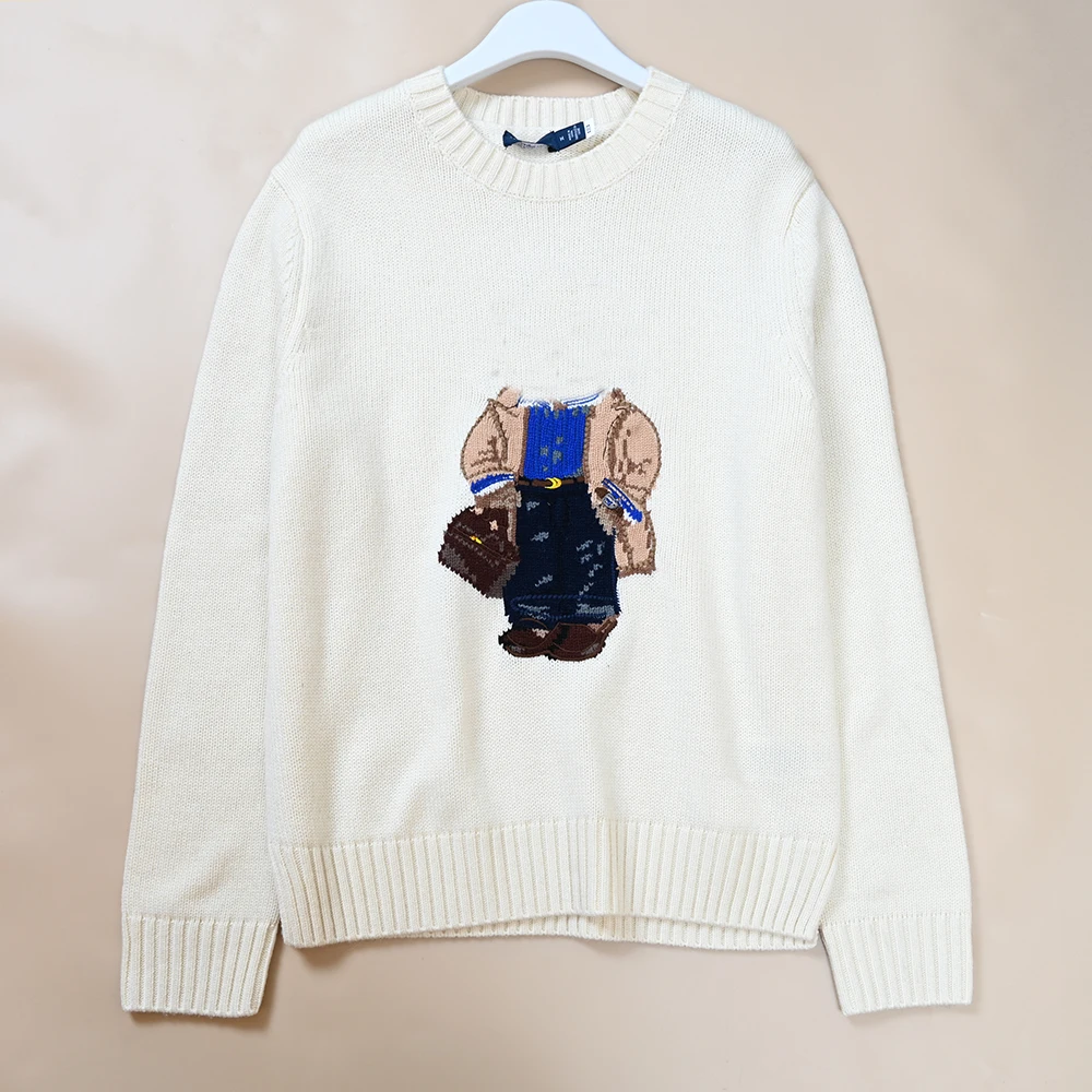 

Autumn Winter New Sle Women's Classic Color Knitted Long Sve round Ne Sweater Cartoon Pattern Embroidery Comfortable Warm