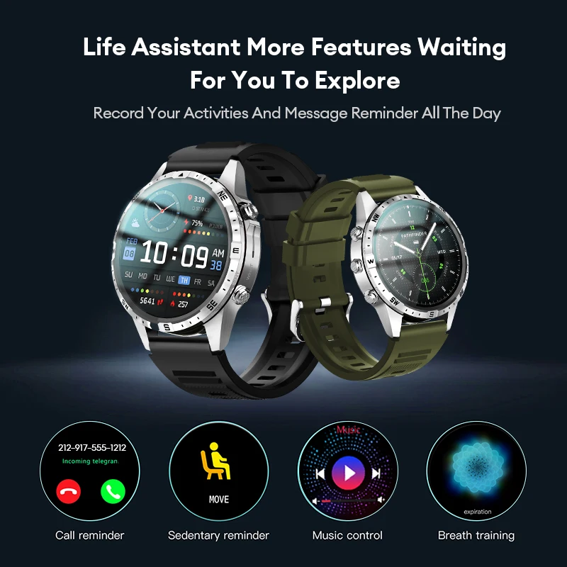 Aolon GT5pro Smart Watch Men 1.6 pollici Full Screen HD Bluetooth Call 100 + Sport Fitness Tracker Smartwatch impermeabile con bussola