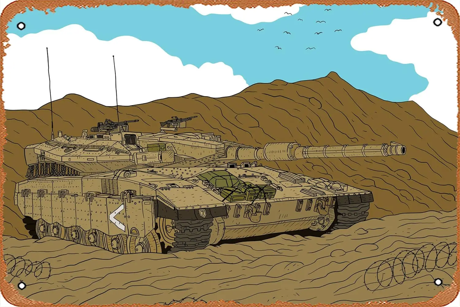 Zuhhgii israeli merkava tank. IDF. Military Tech Metal Tin Sign -  Vintage Look Poster Wall Decor Plaque