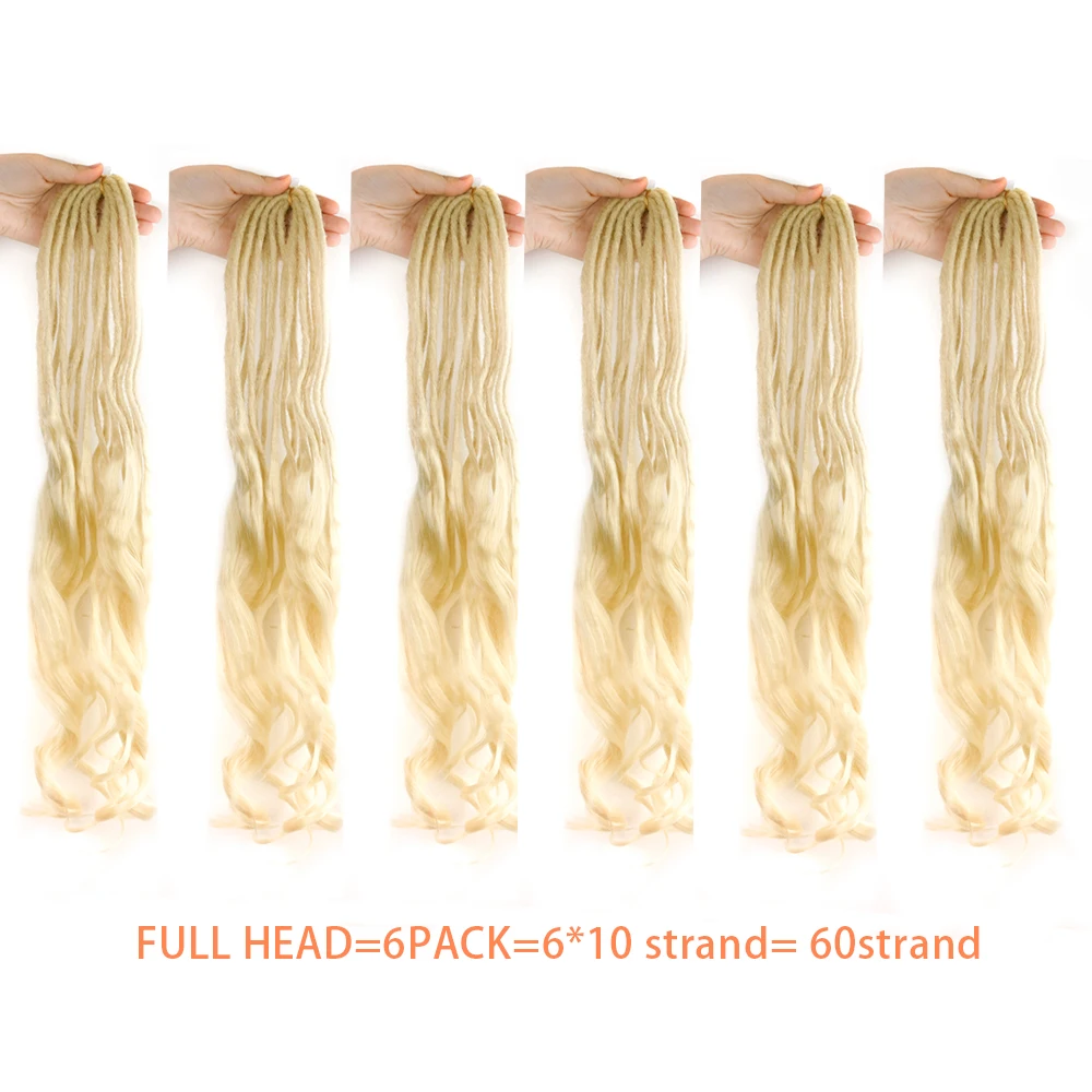 Synthetic Double Wavy Dreadlock Extensions 26 Inch Dreadlock Boho Style Crochet Braiding Hair Extensions for Women