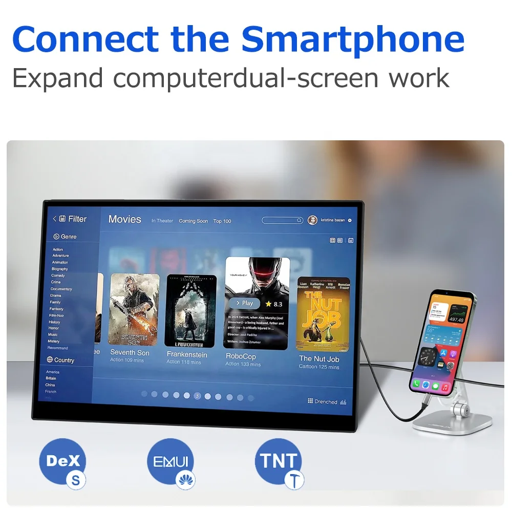 Touch Portable Monitor 16 Inch with 100%sGRB, USB C Gaming Monitor with Desktop Stand for Computer Phone Extend Screen