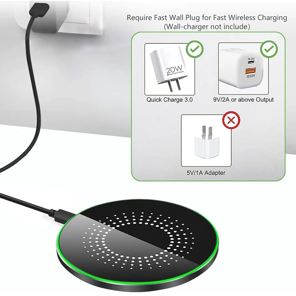 30W Wireless Charger Fast Charging Pad  For iPhone 17 16 15 14 Pro XS Max XR For Samsung S26 S25 S23 S9 S8 Note 10 view 2