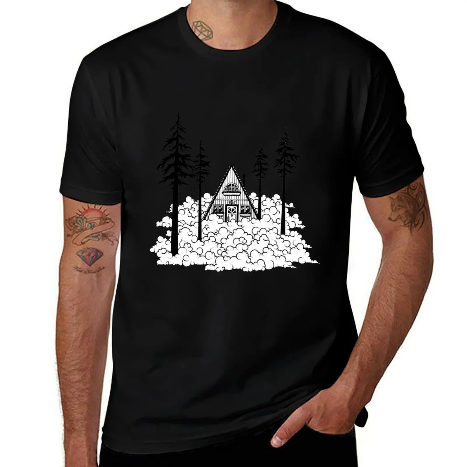 Paradise is an A-frame Cabin - Original pen and ink illustrated design T-Shirt Cool Feeling Summer Tee Shirt