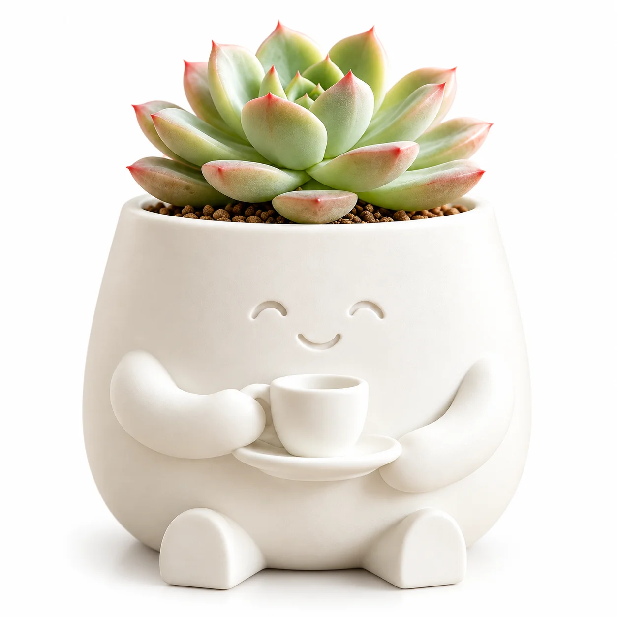Flower Pot 3D Printed Cute Smiling Cat Planter Mini Succulent Plant Pot Indoor Cactus Holder Small Desktop Decor Home Planter