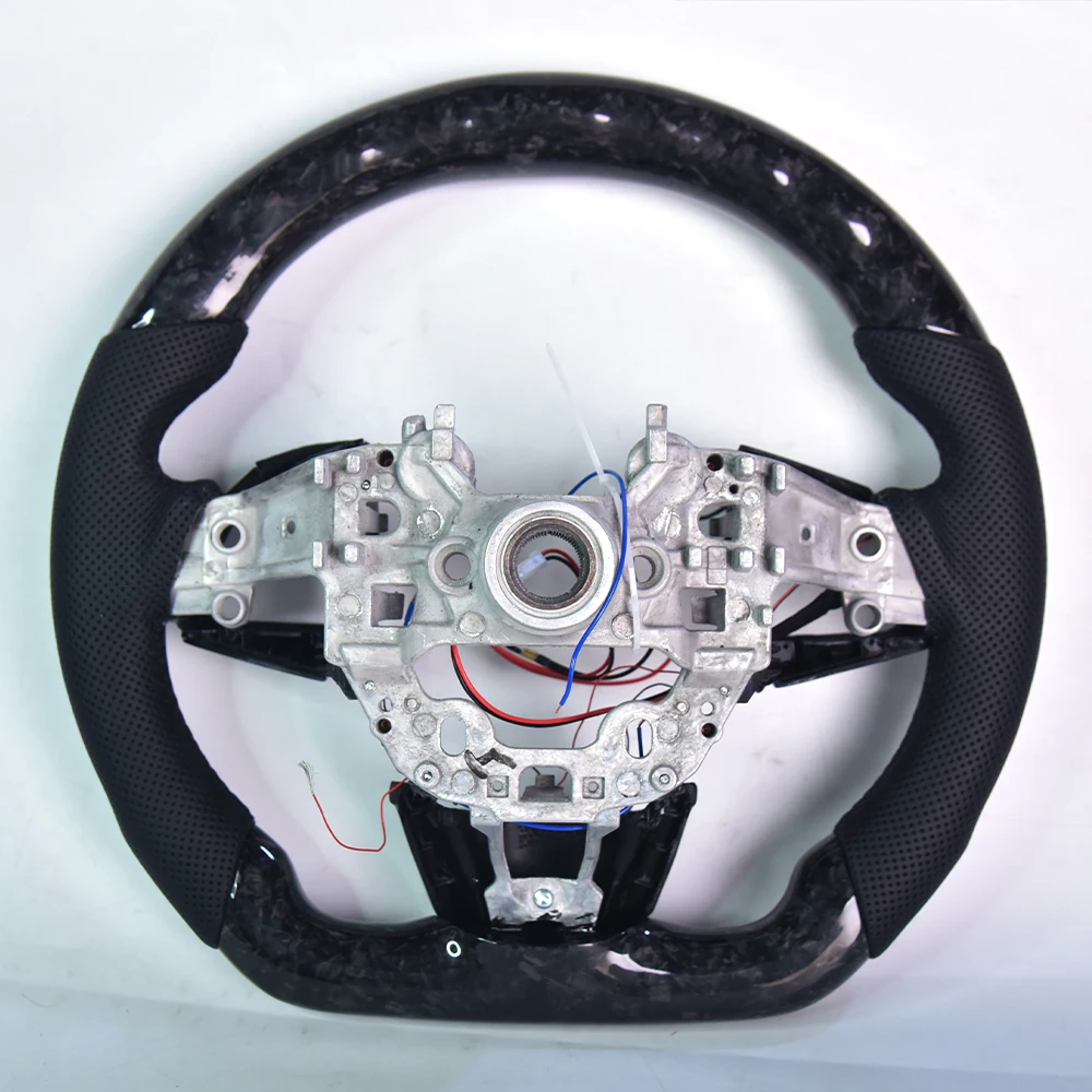 For Kiastinger LED Forged Carbon Fiber Steering Wheel Modification, Perforated Leather Sports Styling Customization