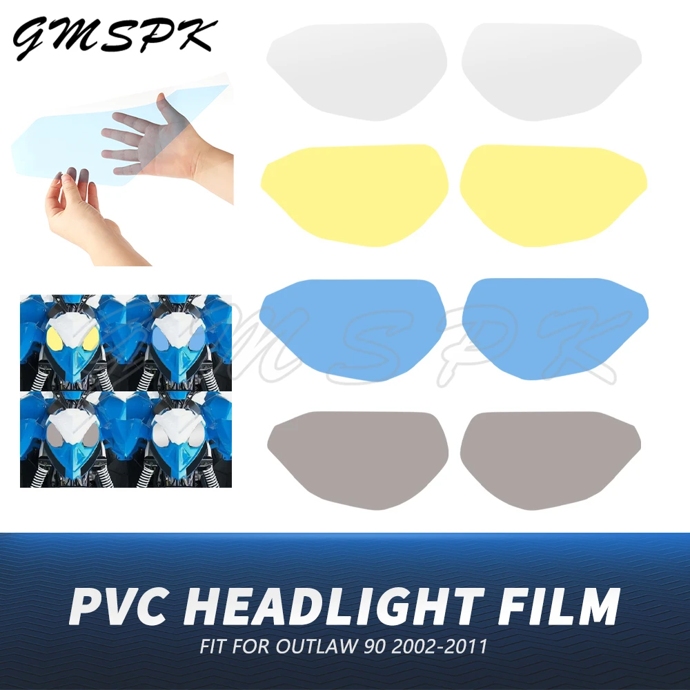 

Yellow Blue Smoke Clear Headlight Protective Tint Film Fit for Polaris Outlaw 90 110 2007-2024 ATV Head Light Lamp Film Sticker