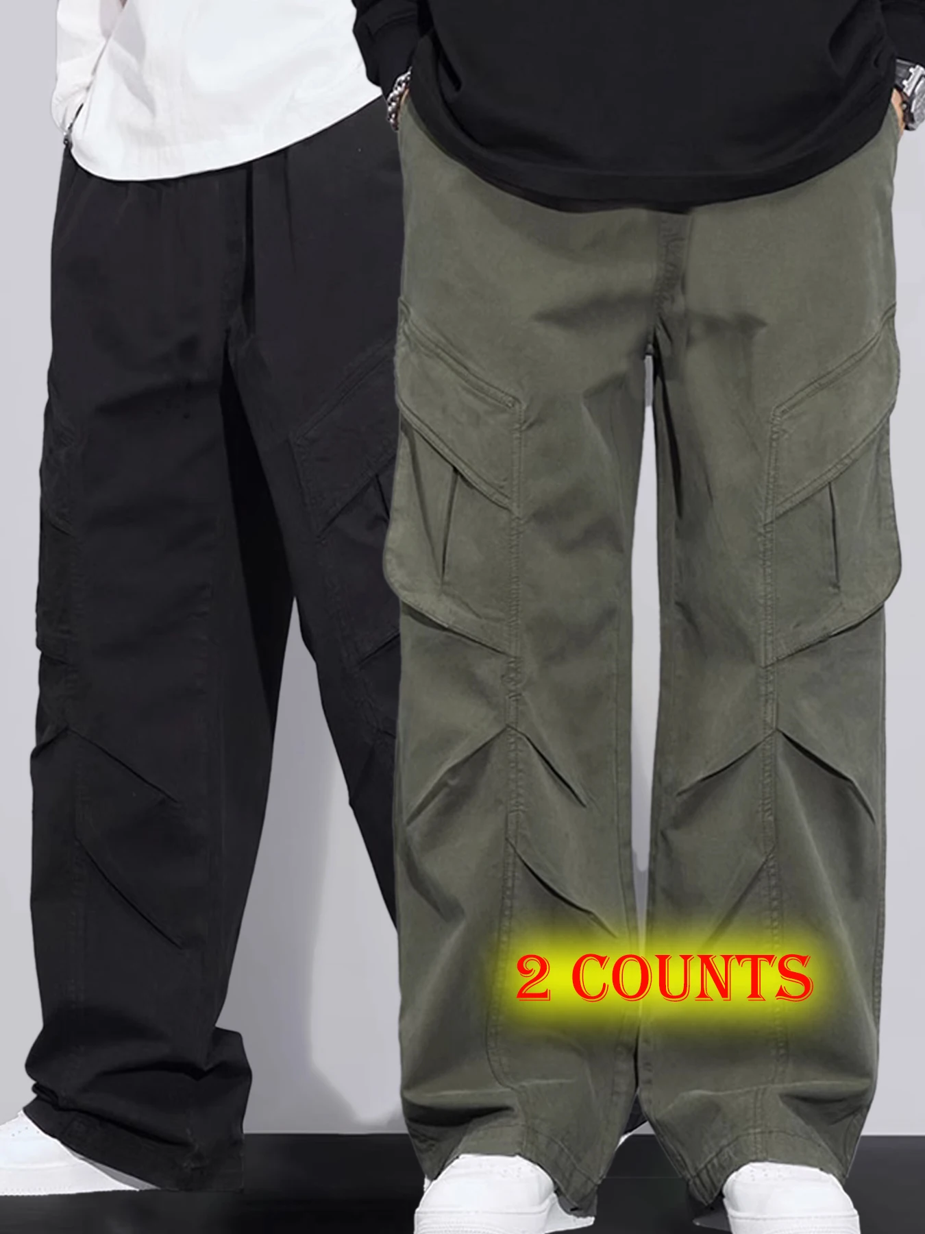 

Men's Spring and Autumn Multi Pocket Loose Straight Tube Wear resistant Work Pants Large Construction Site Labor Protection Pant