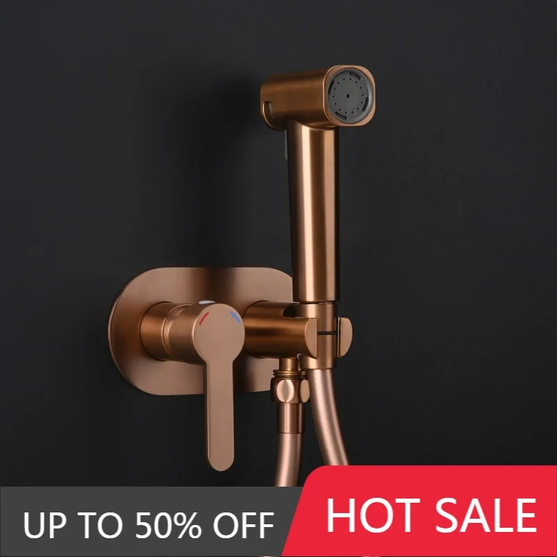 

Brush Rose Gold Spray Shower Handheld Bidet Sprayer Hot & Cold Brass Handheld Toilet Bidet Faucet Sprayer Shower Nozzle