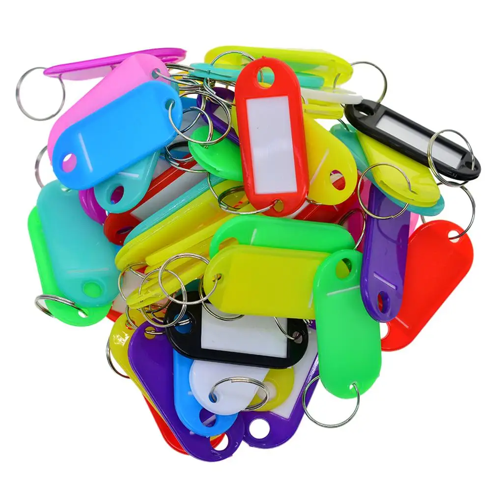 50Pcs Solid Sturdy Colored Waterproof Plastic Luggage ID Tags Labels Key Rings Agents, Landlords And