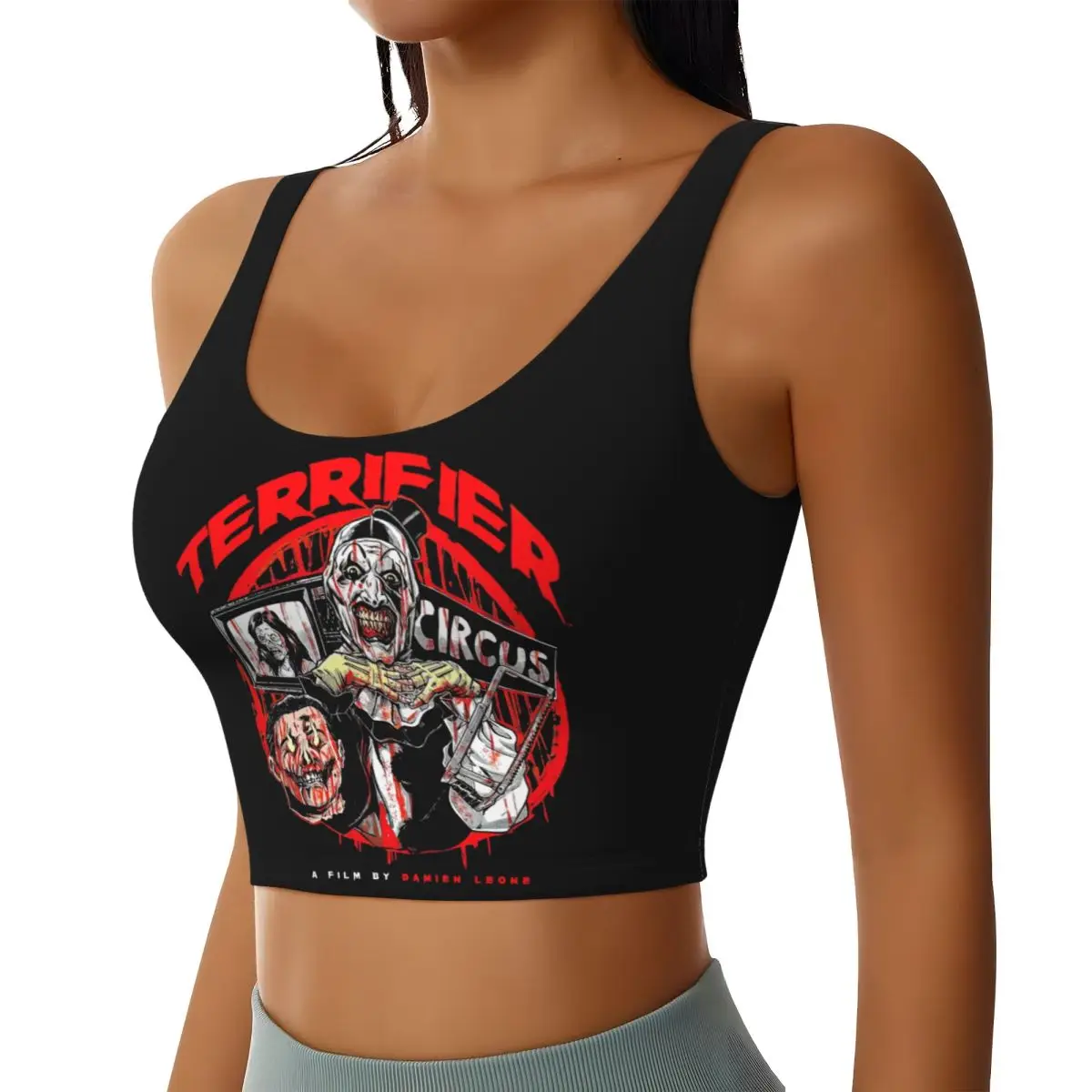 Custom Women's Terrifiers Halloween Horror Movie Sports Bra High Impact Gym Workout Yoga Crop Tank Tops