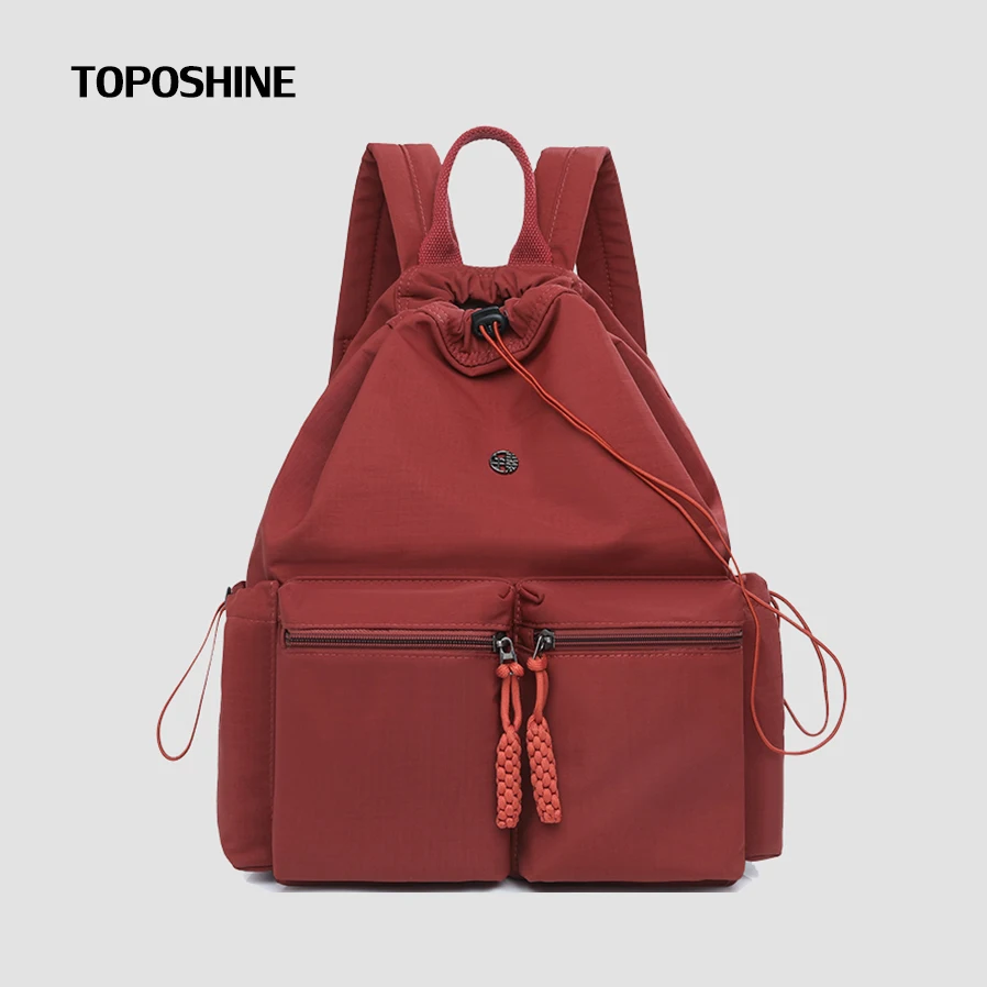 

Toposhine 2025 Autumn Design Lady Fashion Backpack Fresh Color Female School Bag Waterproof Nylon Woman's Bag Small Red Rucksack