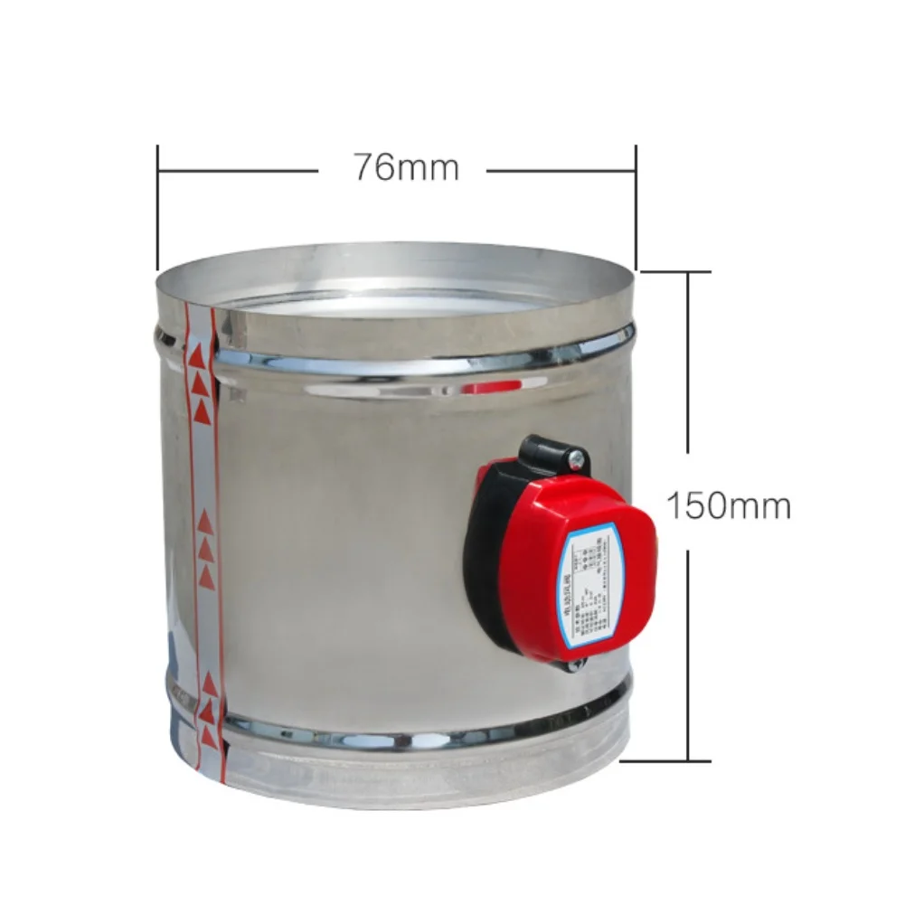 AC24V Electric Air Volume Valve 201 Stainless Steel Duct Regulator With Silicone Seal For HVAC Fresh= Air System 75-200mm