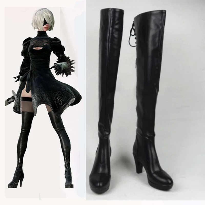 

Сапоги для игры NieR Automata 2B, обувь для косплея, ботинки из искусственной кожи, обувь