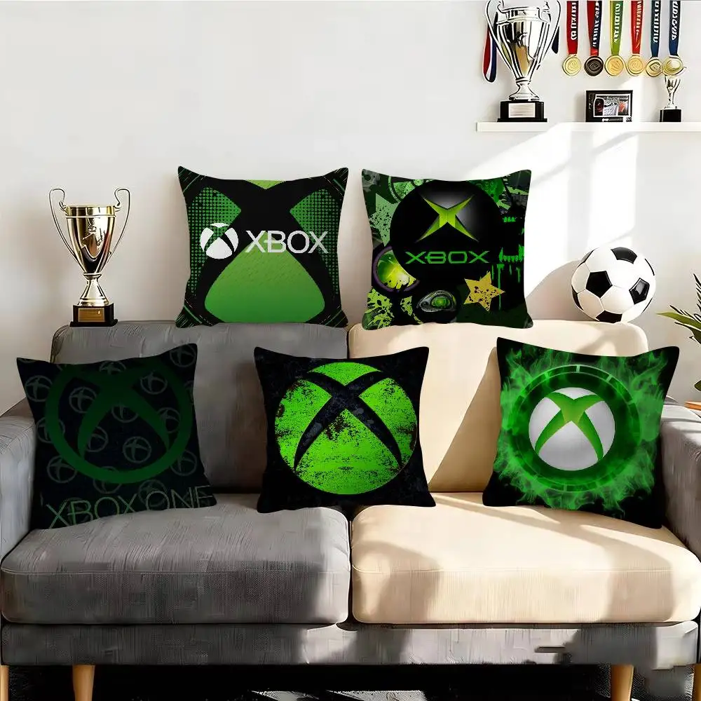 Gaming Accessory Double-sided Printing X-Box Decorative Polyester Throw Pillow Square Suitable for Home Office Coffee Shop Decor