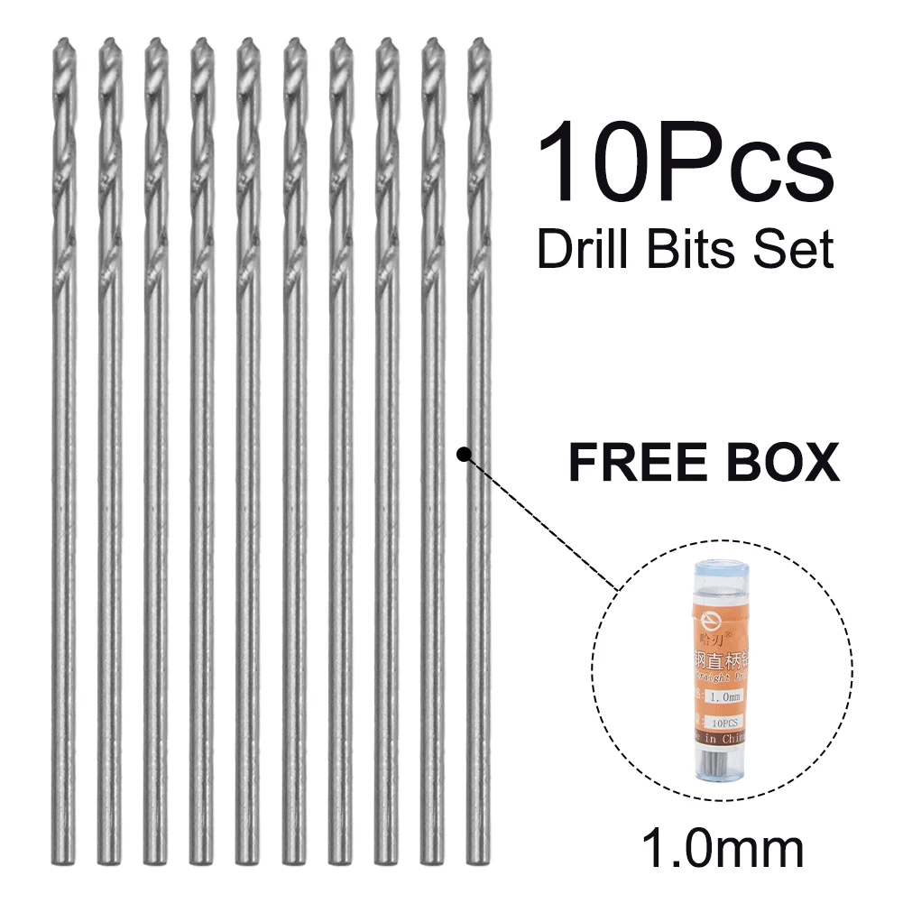 

10 Pcs 1.0mm HSS Hand Twists Drill Bit Sets Straight With Shank Drill Bit Pearl Metal Drilling Twists Drill Bits