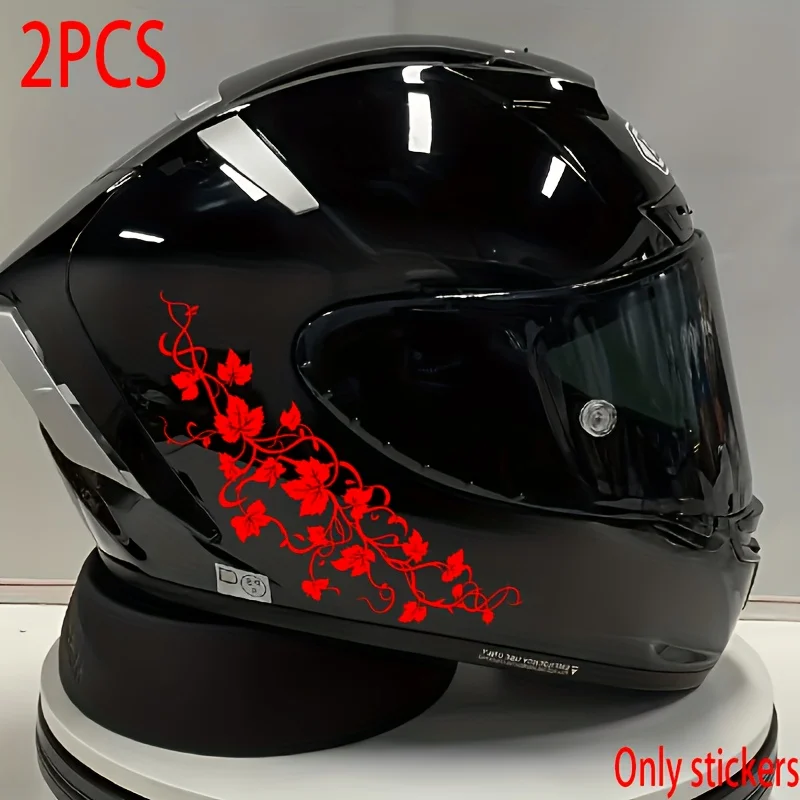 

Red Flower Vine Helmet Sticker Waterproof Vinyl for Motorcycle Rider