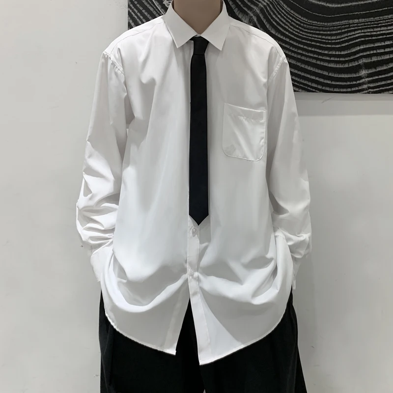 

2024 New Spring Autumn Men Long Sleeve Loose Shirts Men Comfortable Oversize Blouses Male Casual Single Breasted Shirt H763