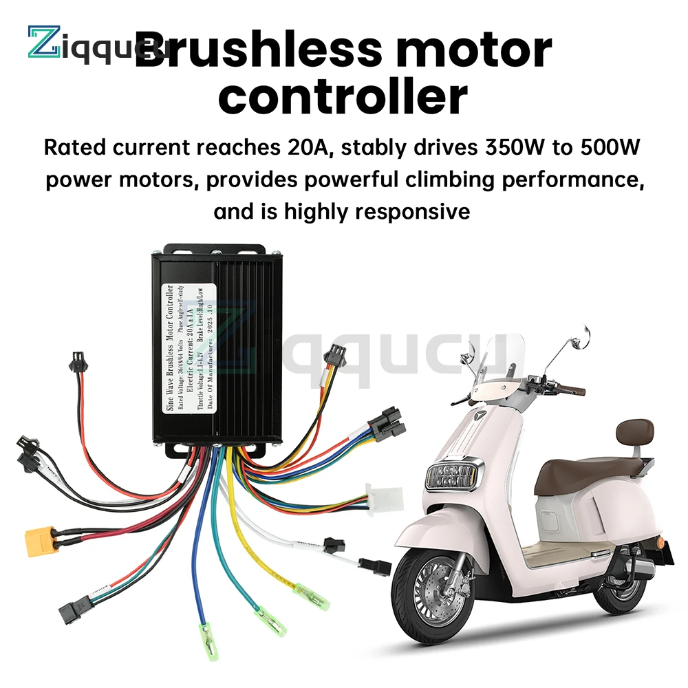 

36V 48V 20A Sine Wave Brushless Motor Controller - 350W-500W for E-Bike, Compatible with SM Connectors
