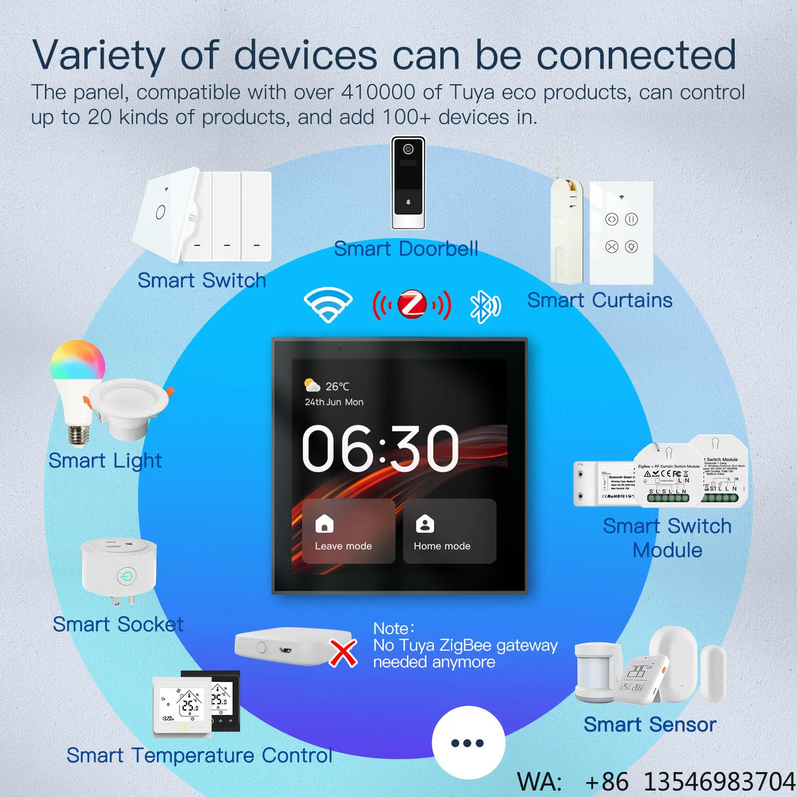Built-in Alexa Voice Control 4 Inch Touch Screen Tuya Smart Home Zigbee Wifi BLE Gateway Smart Life Central Control Panel