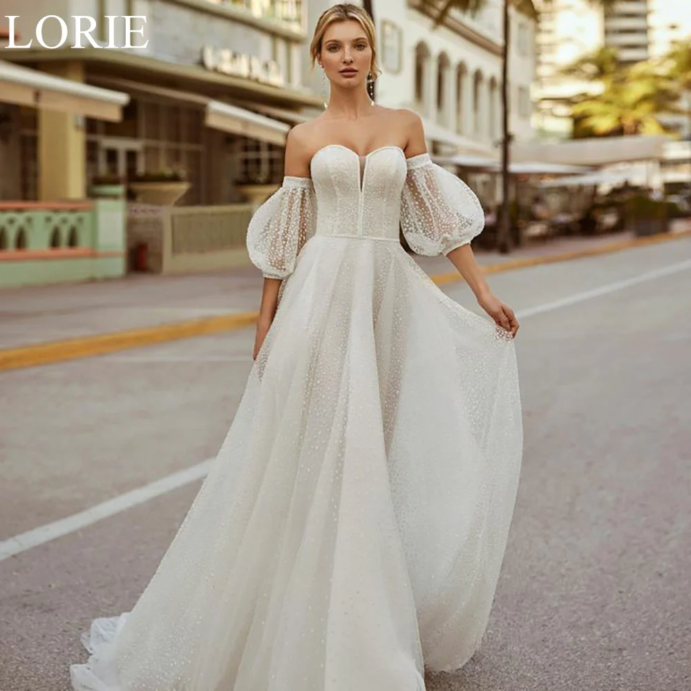 

LORIE A-Line Sweetheart Elegant Wedding Dresses Puff Sleeves Beading Princess Bridal Gowns for Wedding Party 2024 Bride Dress