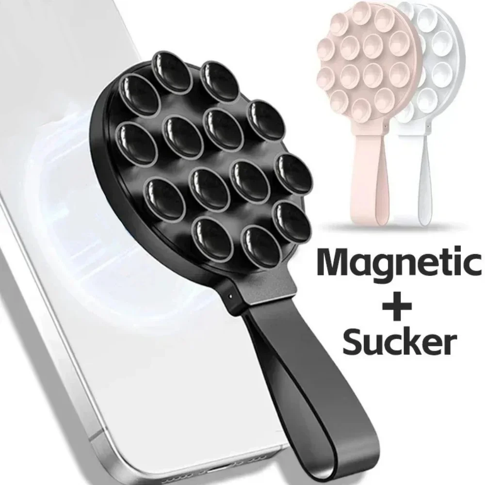 Multi Functional Magnetic Phone Holders with Silicone Suction Cup Handheld Person Stand For iPhone Samsung Xiaomi Portable Stand