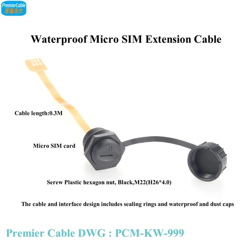 Imagen 2 del producto Extensor de kit de cable de extensión Micro SIM impermeable Montaje en panel Ranura para tarjeta SIM IP67 Caja exterior Tarjeta flexible Micro-SIM