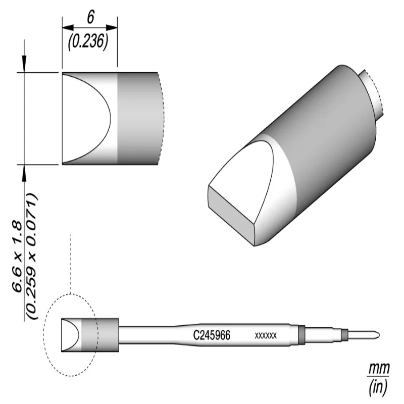 Original JBC C245-966 Soldering Iron Tip Cartridge Bevel C245 Soldering Handle