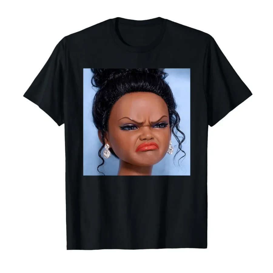 

Funny Creepy Doll Face Meme Expression Hilarious Sarcastic T-shirt For Men Women 100% Cotton T Shirts Short Sleeve Tops 0417-2