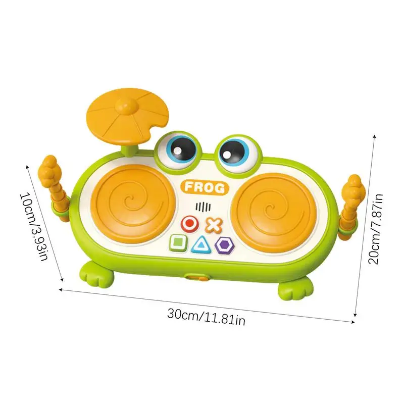 Музыкальные игрушки для малышей, барабанная установка для малышей, ударные игрушки со световым дизайном лягушки для мальчиков и девочек, домашние игры, веселые занятия
