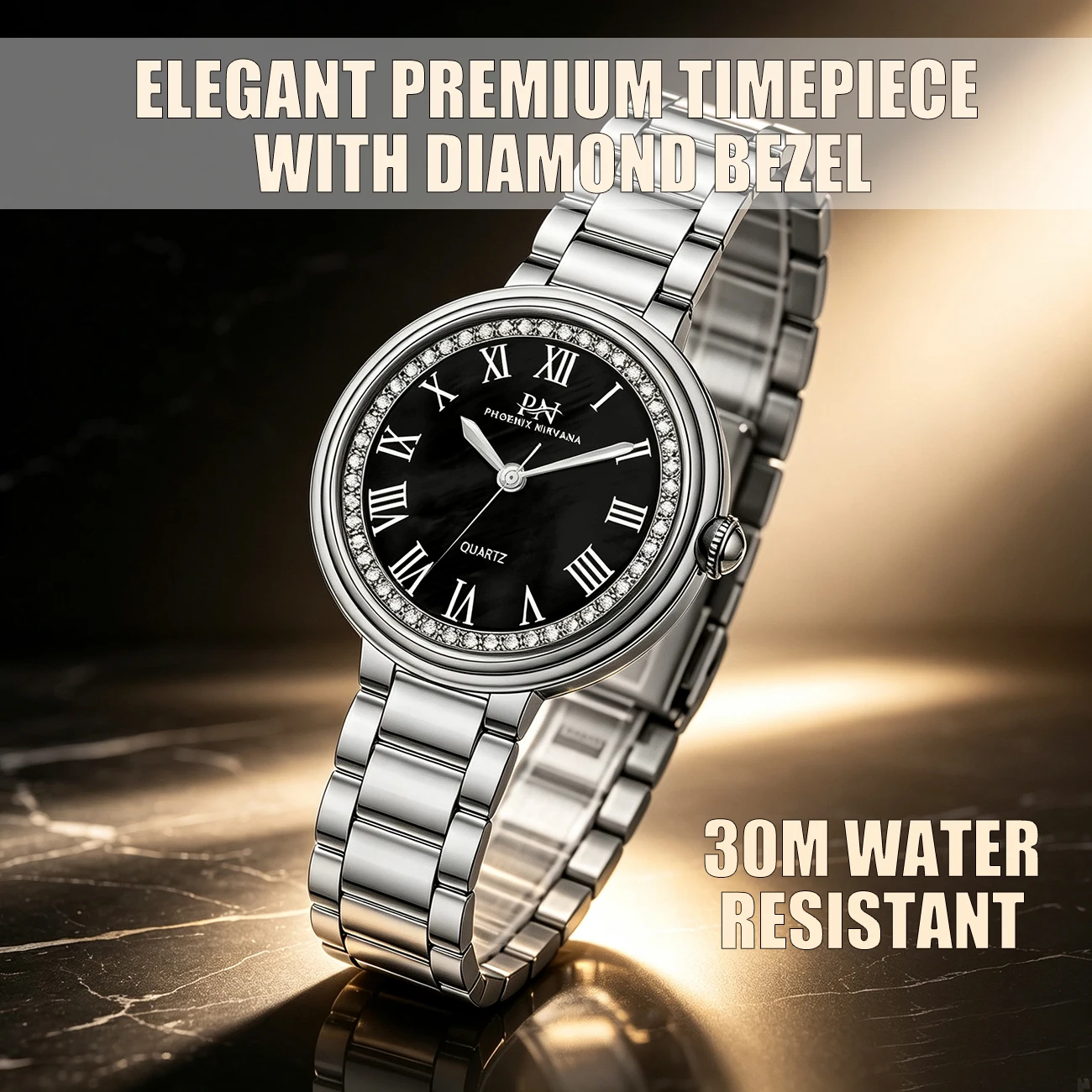 2026 New Phoenix Nirvana Fashion, Crystal Diamond Stainless Steel Quartz Wristwatch, Waterproof Luminous Same Style