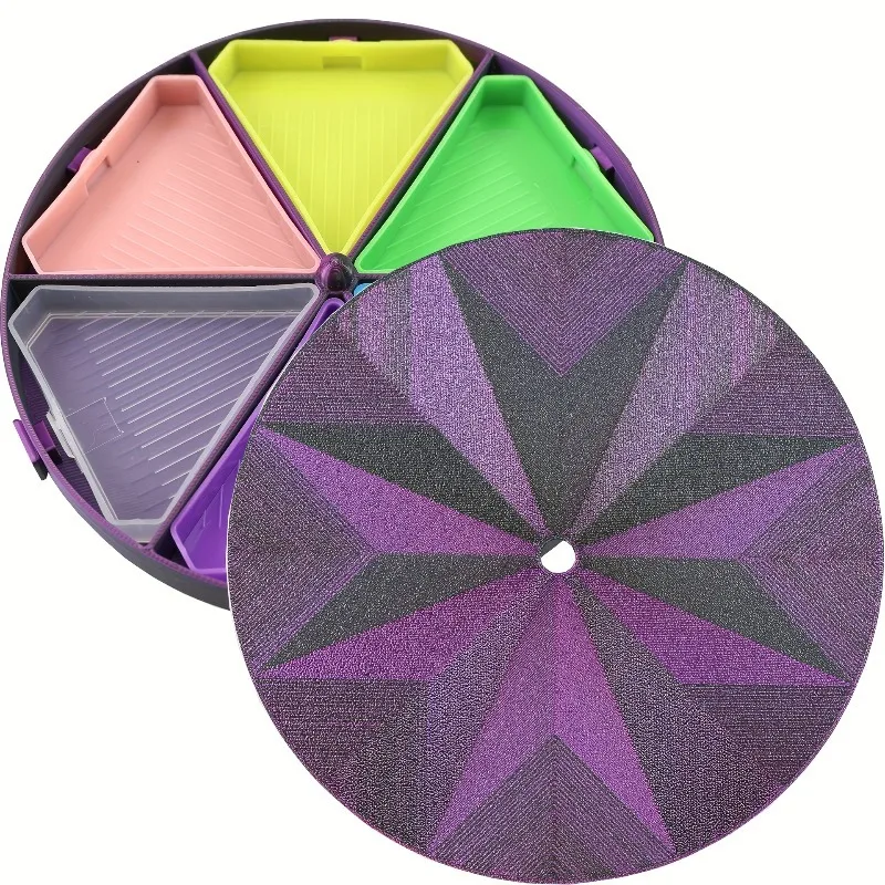 360° Rotatable Multifunctional Plastic Diamond Painting Tray Colorful Divided Triangle Storage Plate DIY Rhinestone Sorting Tool view 5