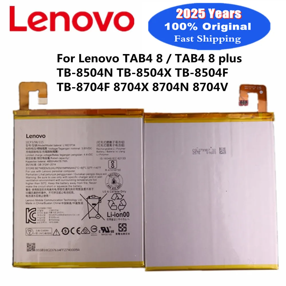 2025 Years L16D1P34 Original Tablet Battery For Lenovo TAB4 8 TB-8504N TB-8504X TB-8504F TAB4 8 plus TB-8704F 8704X 8704N 8704V