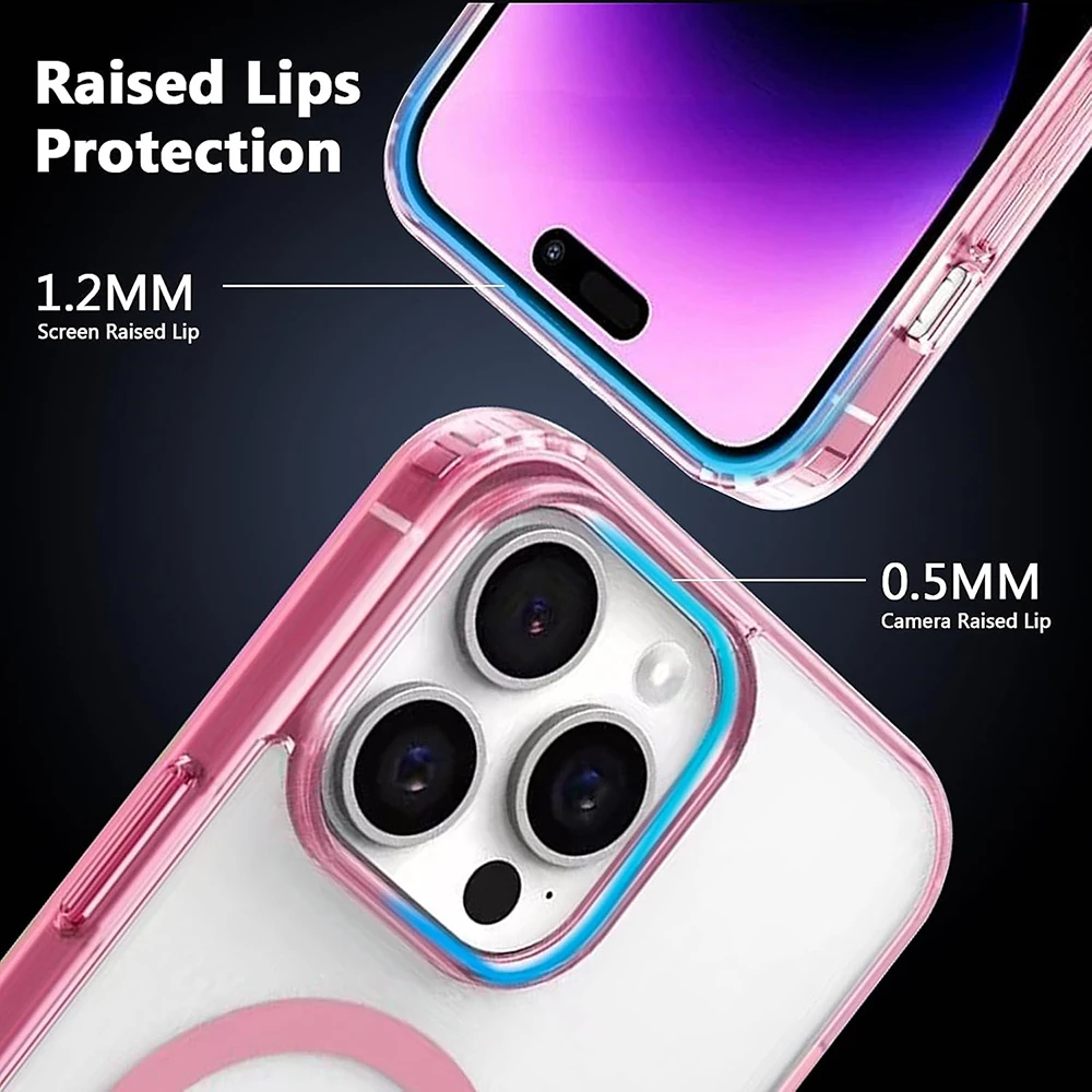 Mocne magnetyczne etui Magsafa do iPhone'a 16 15 14 13 12 11 Pro Max Plus Mini Candy Color Matte Hybrid Hard PC Cover Silicone