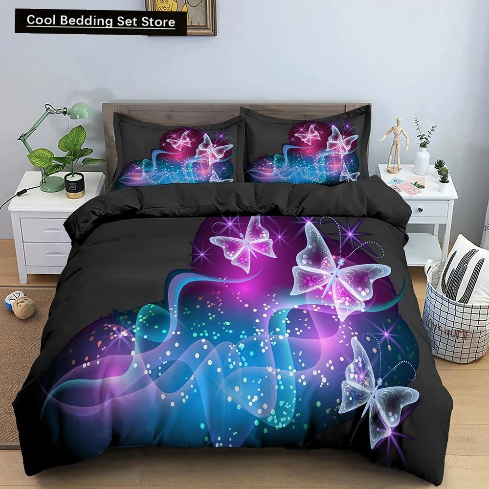 

Kids Children Crib Duvet Cover Pillowcase Galaxy Butterfly Bedding Set for Baby Girls Princess King Queen Polyester Quilt Cover