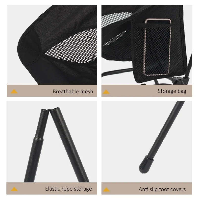 Lightweight Iron Tube Moon Chair, Square Four-Corner Foldable Camping Stool for Beach Fishing Outdoor Use image 6