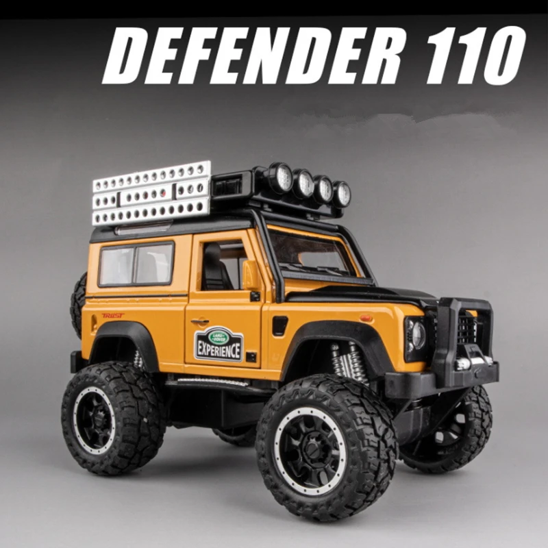 1:32 Land Rover Defender SUV Alloy Car Model Diecast Metal Modified Off-Road Vehicles Model Sound Light Collection Toy Gift