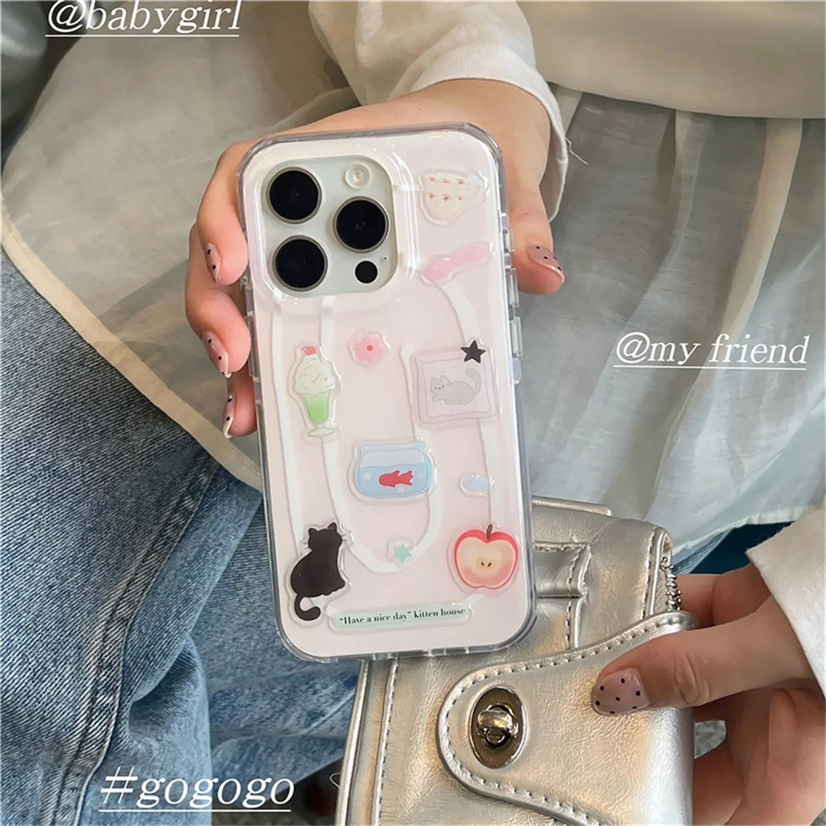 

Simple Pink Phone Case For iPhone 16 Pro 15 14 Pro Max Cover with DIY Sticker Cute Protective Cases For 15Pro max