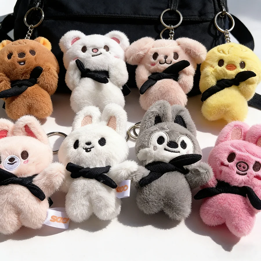 Stray Kids Plüsch-Schlüsselanhänger, magnetische Puppe, SKZ Bean Eye, Schlüssel mit Schal, Schal, Gesicht, hält Magnet, Puppe, SKZOO, Kinderspielzeug