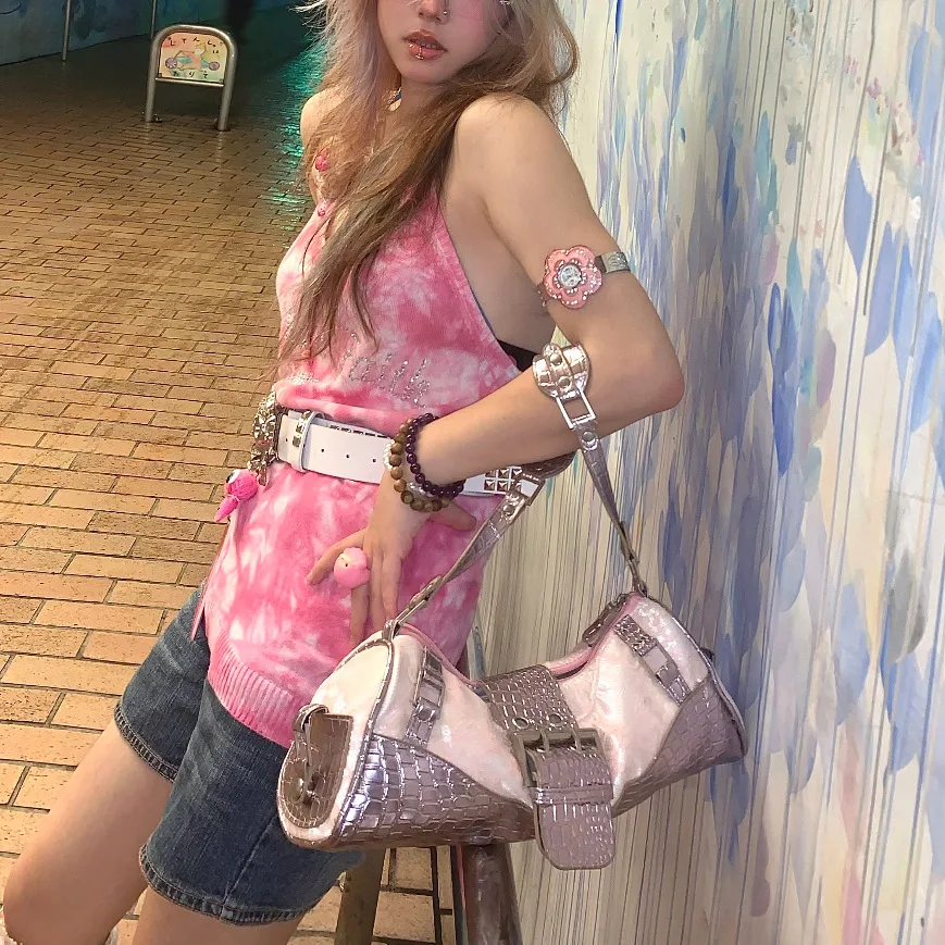 New fashion women's bag women's printed shoulder messenger bag lace with leather underarm